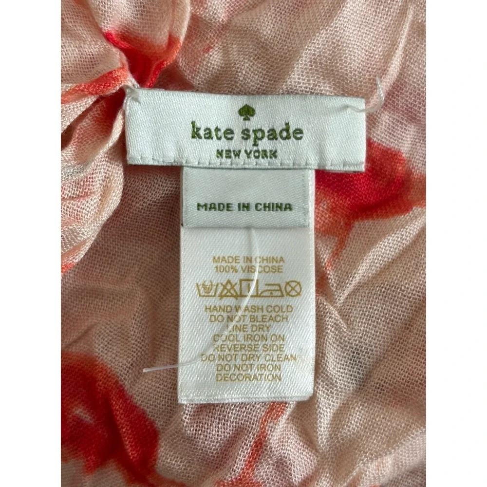 Kate Spade Scarf Festive Flamingos Oblong Pink Resort‎ Vacation Summer *FLAW
